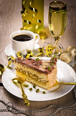 halva cake, kaffe and champagne