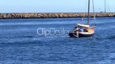 Sail boating Couple Leaves Canal; 3