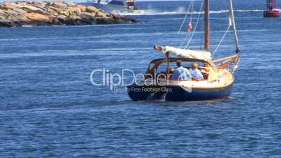 Sail boating Couple Leaves Canal; 4