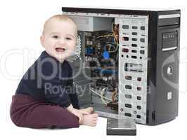 young child with open computer