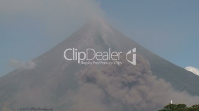 Volcanic Pyroclastic Flow Ash Cloud Drifts Past Mayon Volcano