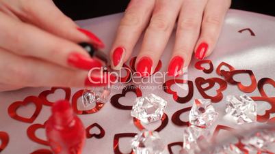 Red varnish for nails. HD