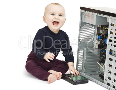 young child with open computer