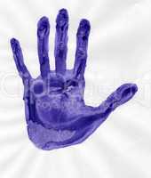 Blue handprint