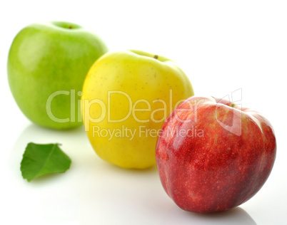 green, red and yellow apples