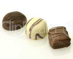white and dark chocolate candies