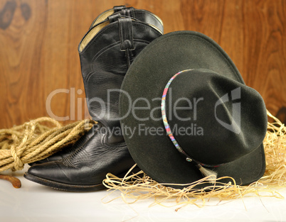 black cowboy hat and boots