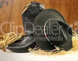 black cowboy hat and boots