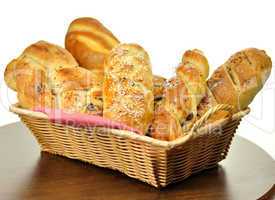 bread assortment in a basket