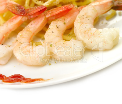 Spaghetti with shrimps