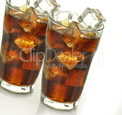 cola with ice cubes