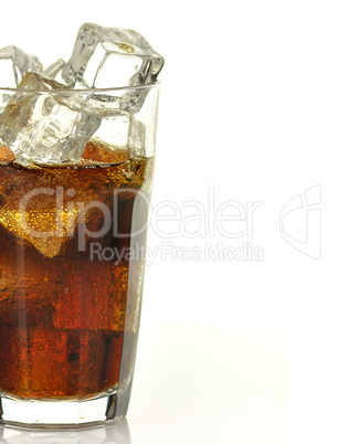 cola with ice cubes