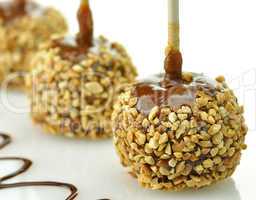 Candy apples with caramel sauce