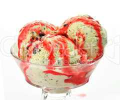 cookies' ice cream with strawberry topping