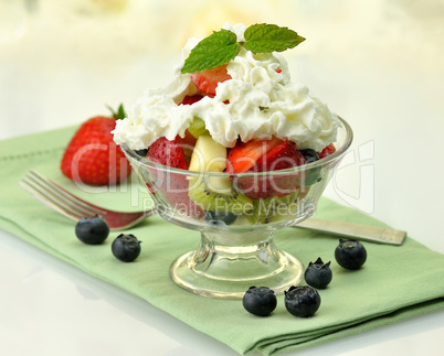 fruit salad with cream