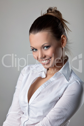 happy business woman smile to you