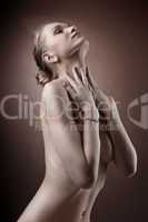 Amazing nude woman studio portrait