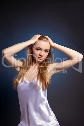 Beauty woman studio portrait look at camera