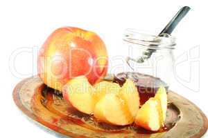Apfel und Honigglas