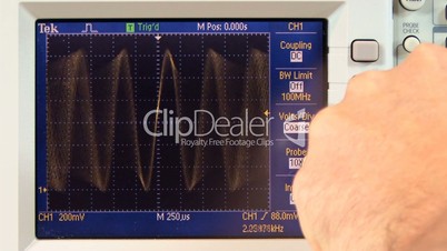 Multi frequency sine wave on oscilloscope; 3