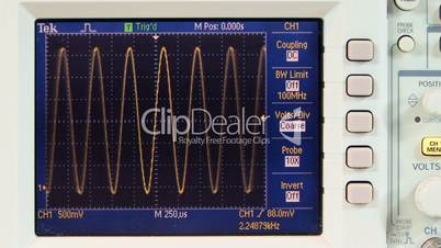 Multi frequency sine wave on oscilloscope; 4