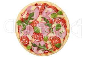 Pizza belegt mit Schinken