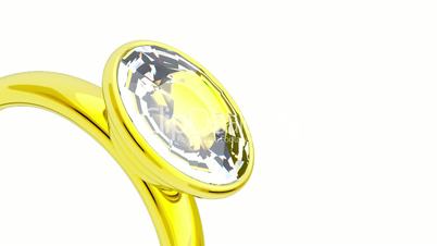 Golden ring with big diamond