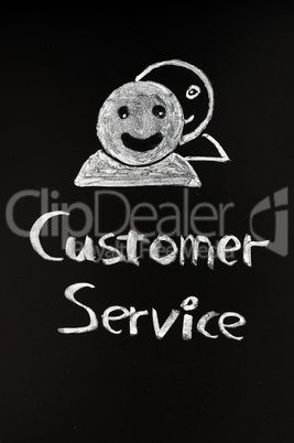 Customer service with human figures drawn with chalk