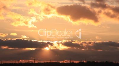 Sunset with clouds, evening (Time Lapse)