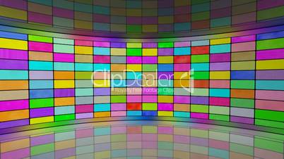 multicoloured screens in virtual studio loop