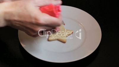 Decorating Star Shaped Christmas Cookie