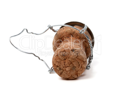 Champagne wine cork on white background