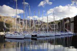 Sailing yachts in a marina