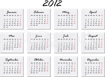 Calendar for 2012 in German
