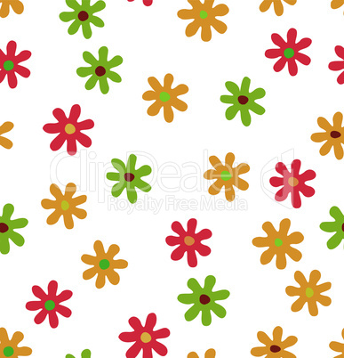 Seamless background with colored flowers