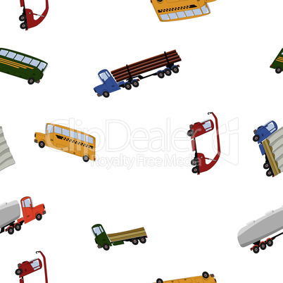 seamless pattern with colorful trucks and buses