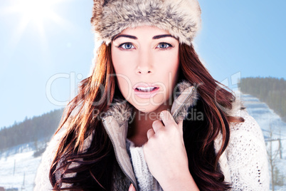 Winter Woman On Ski Slope