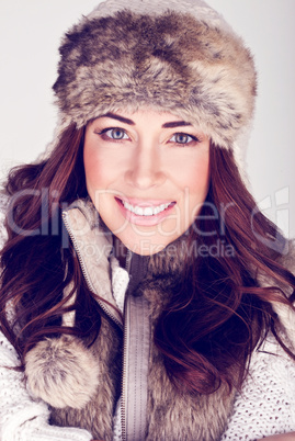 Beautiful Winter Woman In Subtle Make-up