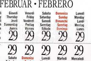 Calendar of leap year, February