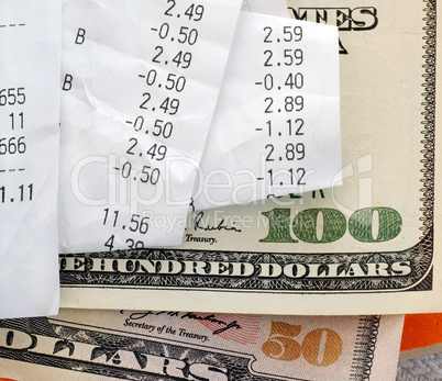 Bills over dollar banknotes