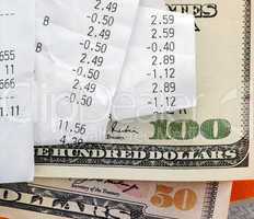 Bills over dollar banknotes