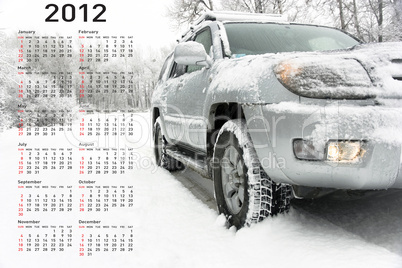 Stylish calendar with car for 2012.