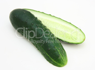 Cucumbers on the white background