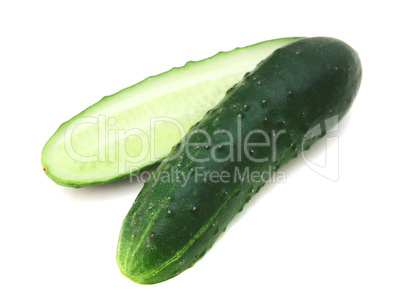 Cucumbers on the white background