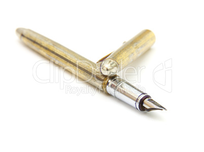 Old fountain pen isolated on white background