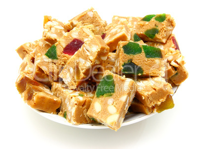 Peanut brittle isolated on white background