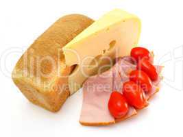 cheese with a meat and tomatoes