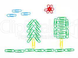 Trees from color paper clips