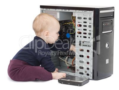 young child with open computer