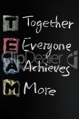 TEAM acronym written in colorful chalk